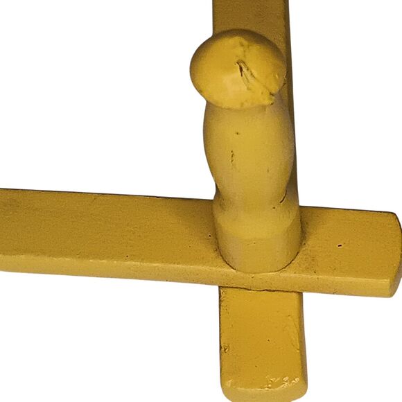 VTG Yellow Wooden Expandable Wall Rack 10 Peg 24" x 10"  Cottagecore Farmhouse - Picture 14 of 14